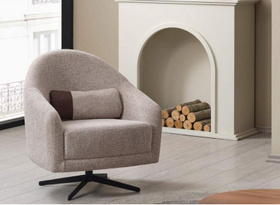 Modern Sessel Grau Lounge Club Wohnzimmer Stil Polsterung Textil Einsitzer